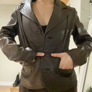 Danier Brown Leather Blazer